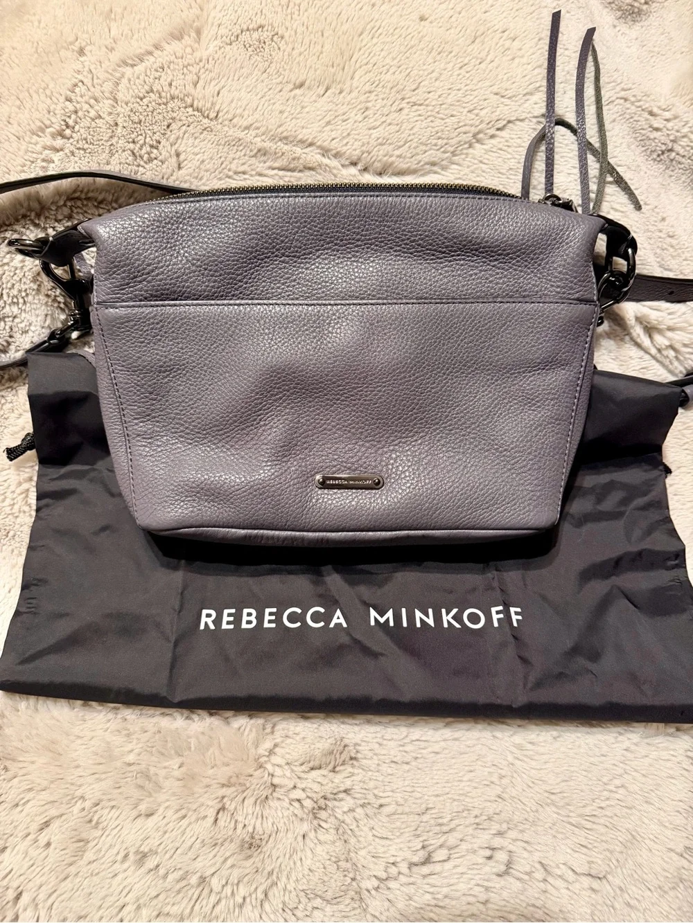 Rebecca Minkoff Julian Pebbled Leather Crossbody Bag - Charcoal Gray